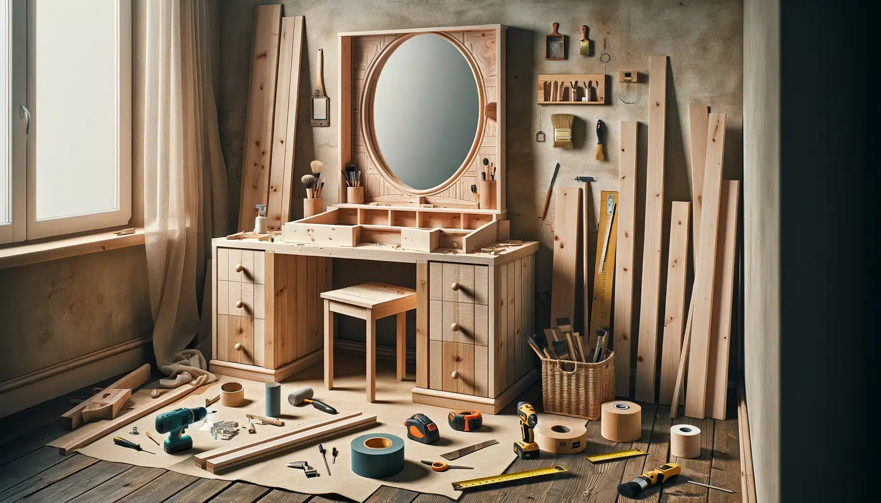 Construire une coiffeuse avec miroir