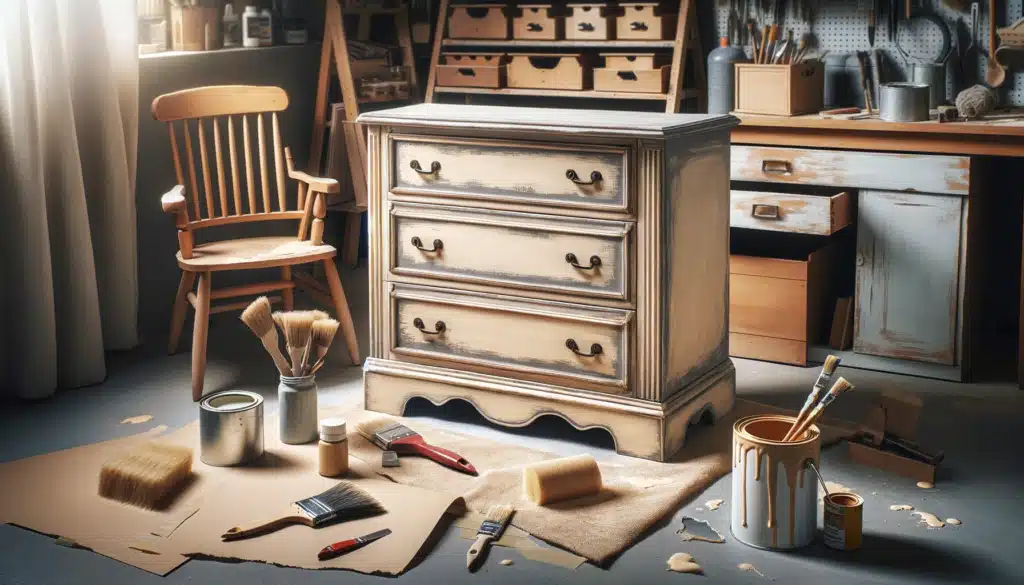 Relooking de commode avec peinture effet vieilli