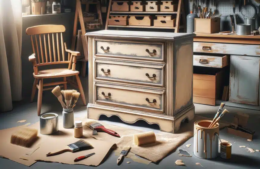 Relooking de commode avec peinture effet vieilli