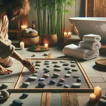 tapis de bain en pierres